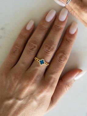 51. Rachel Zoe sterling silver blue clover ring